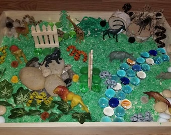 Wild Animal Sensory Kit | Safari Sensory Bin | Zoo Tinker Box | Loose Parts | Play Dough Kit | Montessori | Gifts for Kids | Pretend Play