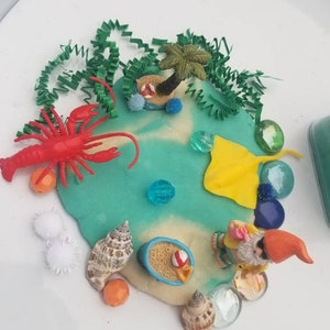 Summer Vacation Play Dough Jar | Christmas in July Kit | Summer Vacation Sensory Kit | Ocean Sensory Kit | Homemade Playdough Jar