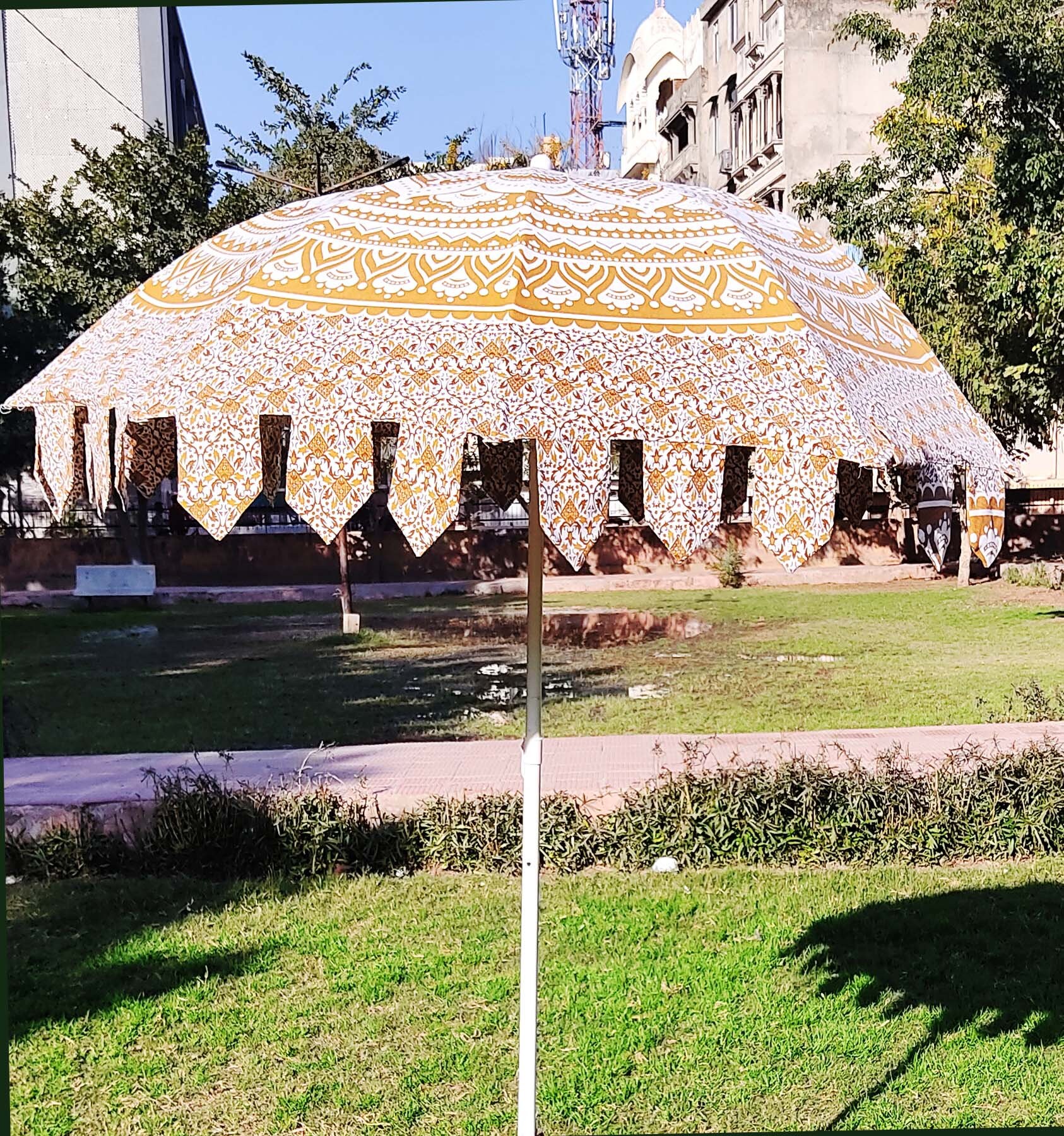 Handgemachter Baumwoll-Terrassenschirm indischer gelber | Etsy