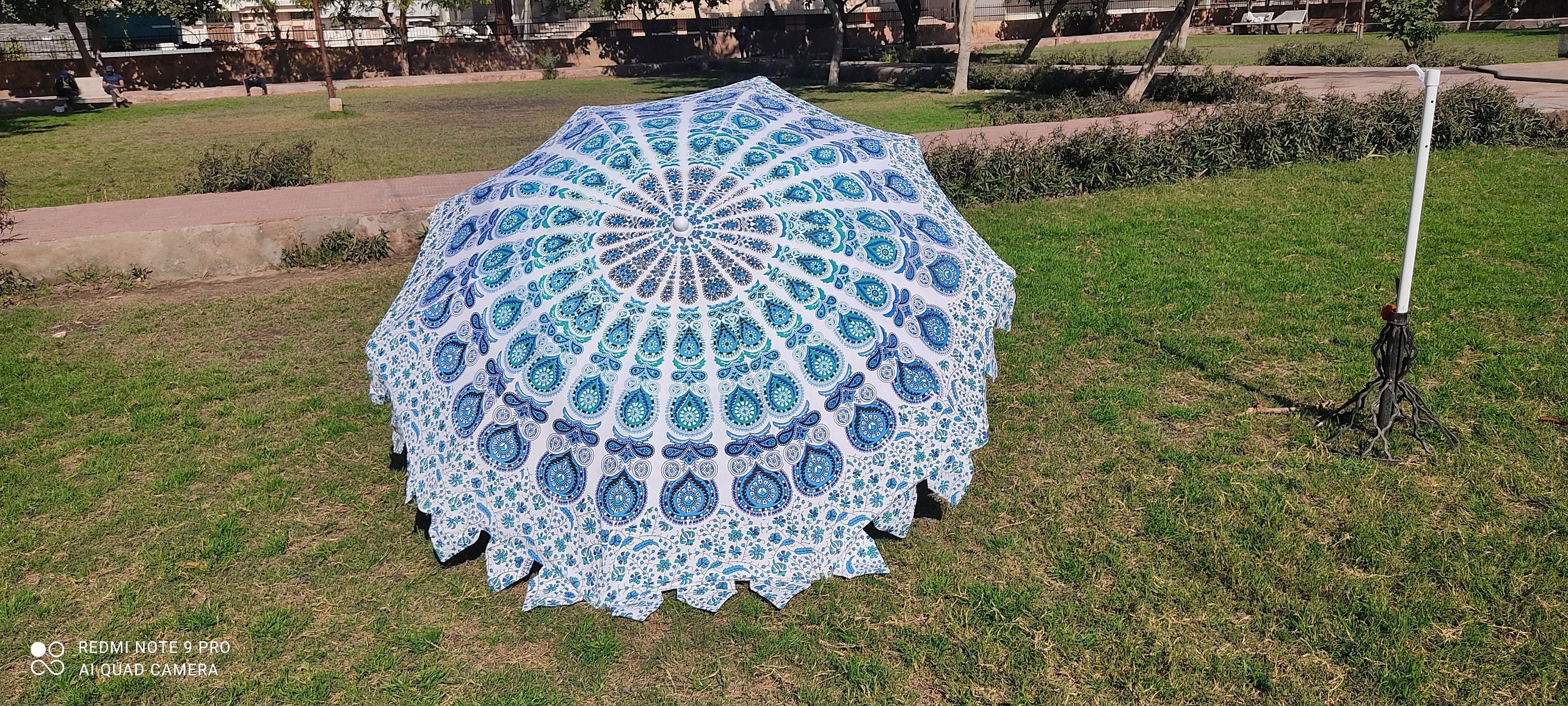 Großer Himmel blau Pfau Mandala Garten Regenschirm Mandala Etsy
