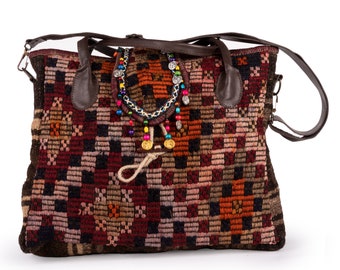 Handmade Vintage Shoulder Kilim Bag, Handbag, Crossbody Kilim Bag, Authentic Bag, Bohemian, Turkish Kilim Bag, Traditional Bag, Waterproof