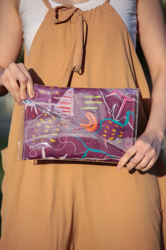 Hand Painted Unique Custom Women Clutch Purse Evening Bag 