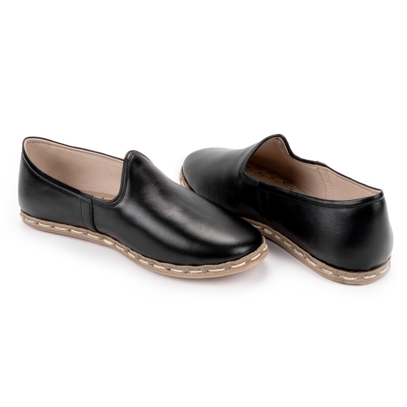 Handmade Leather Shoes Turkish Yemeni Shoes Leather Loafer Women Black Handmade Leather Slip On Flat Shoes Unique Shoes Vintage Shoes