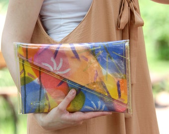 Hand Painted Unique Custom Women Clutch Purse, Evening Bag, Wearable Art, Handmade Colorful Clutch, Modern Clutch, Unique Handbags