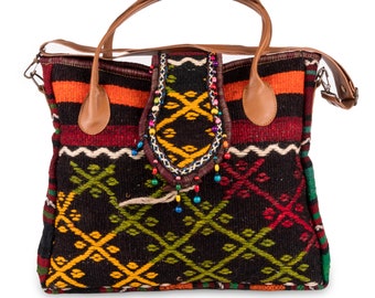 Handmade Vintage Shoulder Kilim Bag, Kilim Handbag, Crossbody Kilim Bag, Authentic Bag, Turkish Kilim Bag, Traditional Bag, Waterproof