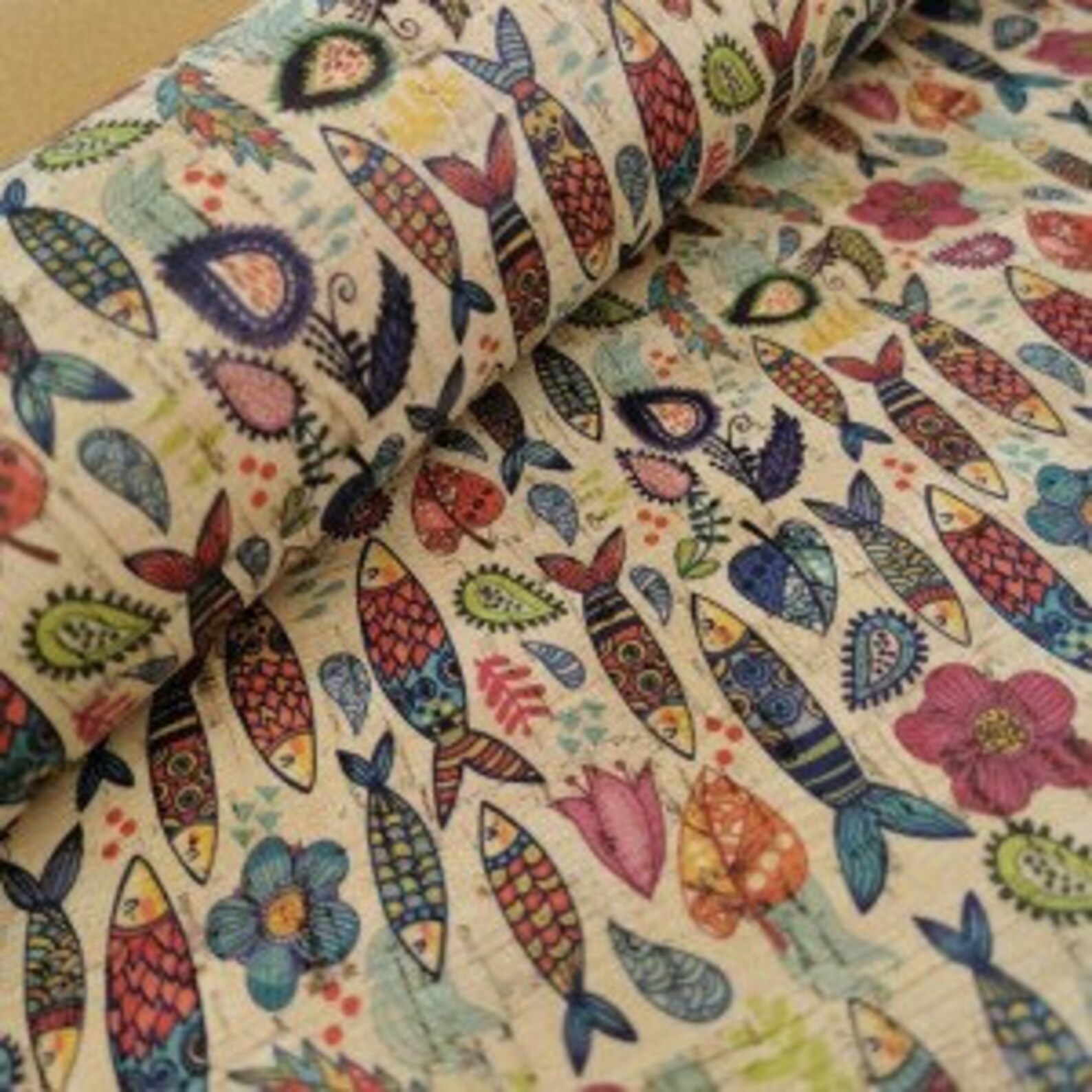 Portuguese Cork Fabric Printed Pattern on Natural Cork, Vegan, 90 - Etsy