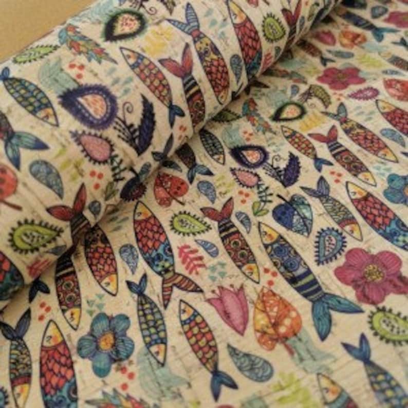 Portuguese Cork Fabric Printed Pattern on Natural Cork, Vegan, 90 - Etsy