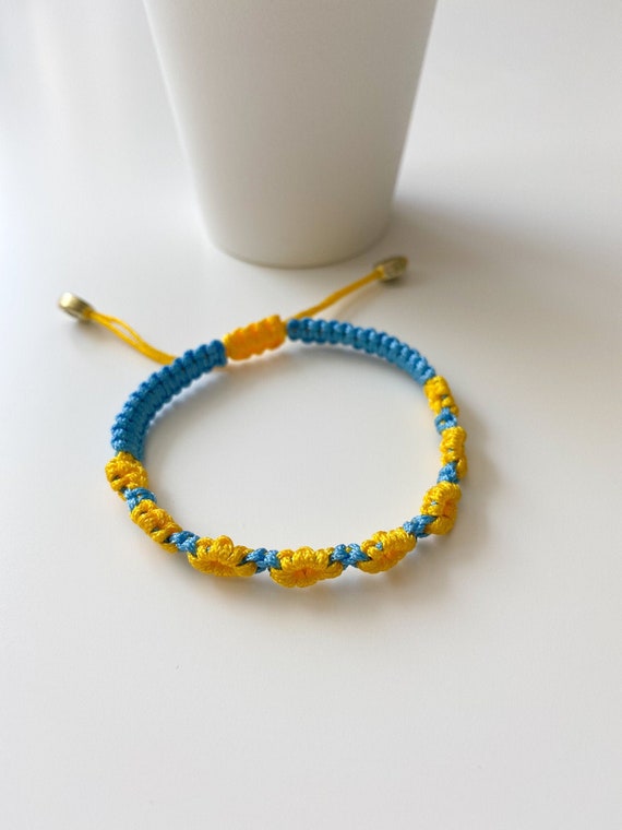 Blue and Yellow Bracelet String Bracelet Good Luck Etsy