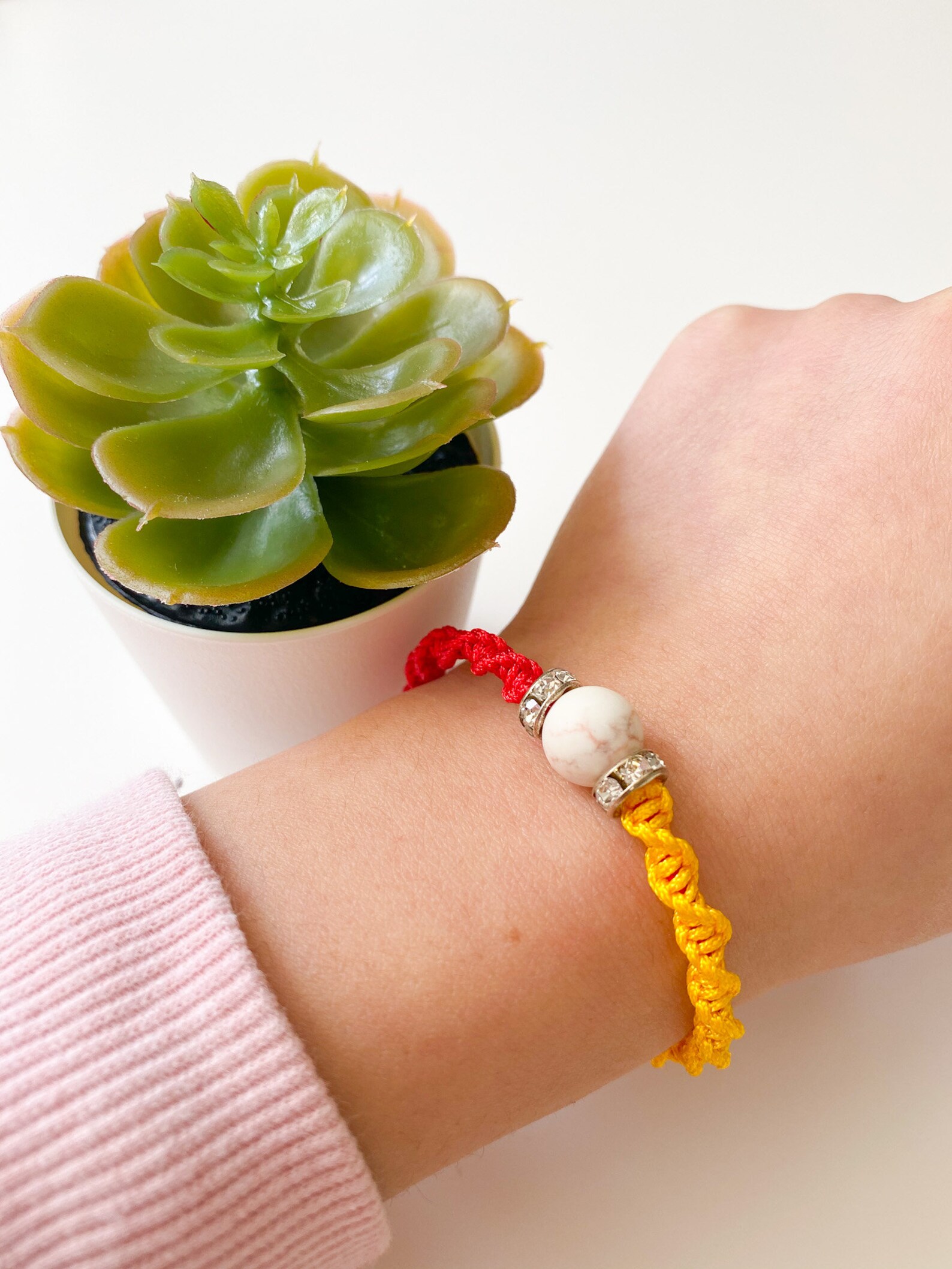 Red and Yellow Bracelet Red Yellow String Bracelet Good Etsy