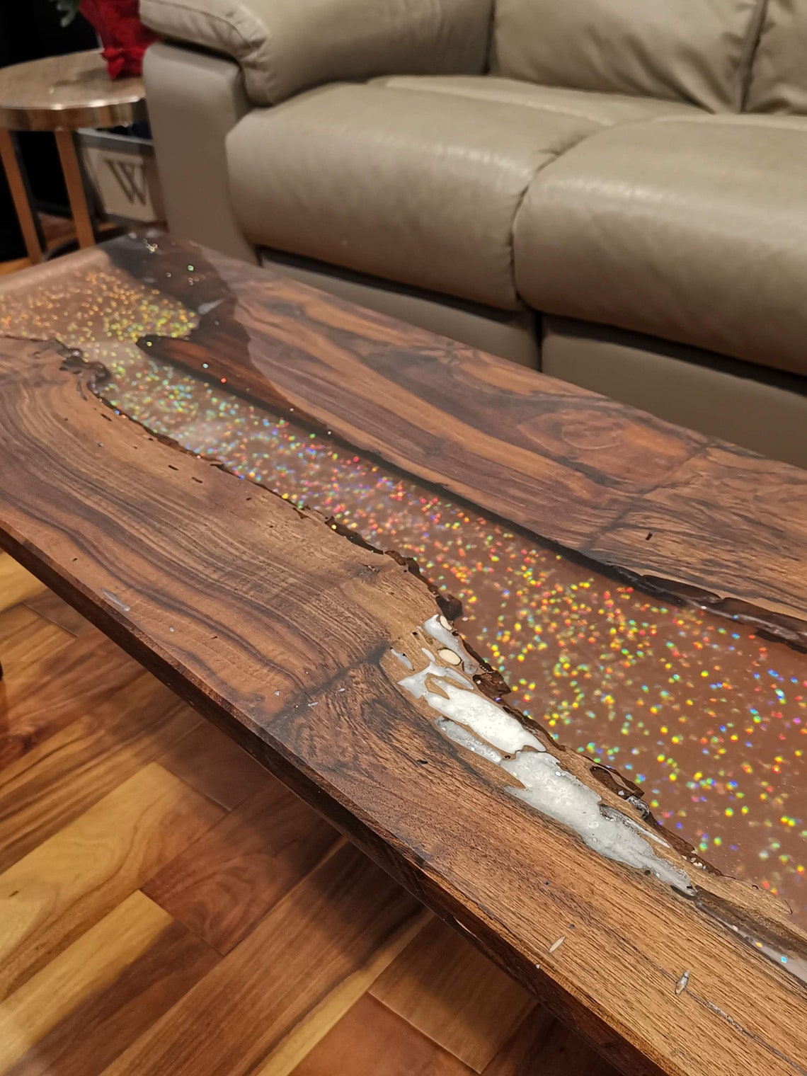 Black Walnut epoxy resin coffee table with Rainbow Etsy