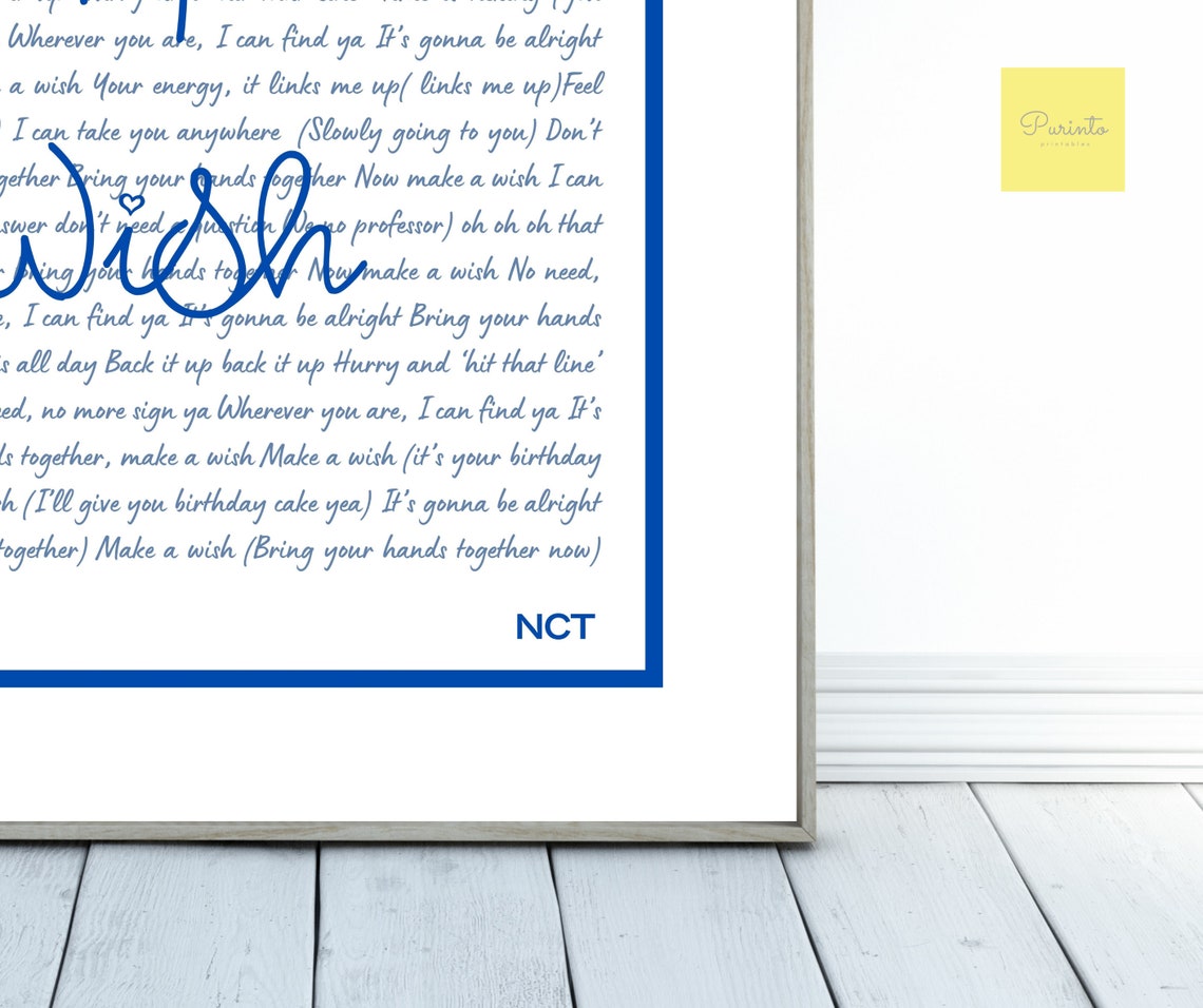 NCT Make A Wish lyrics English printable wall art Kpop Etsy