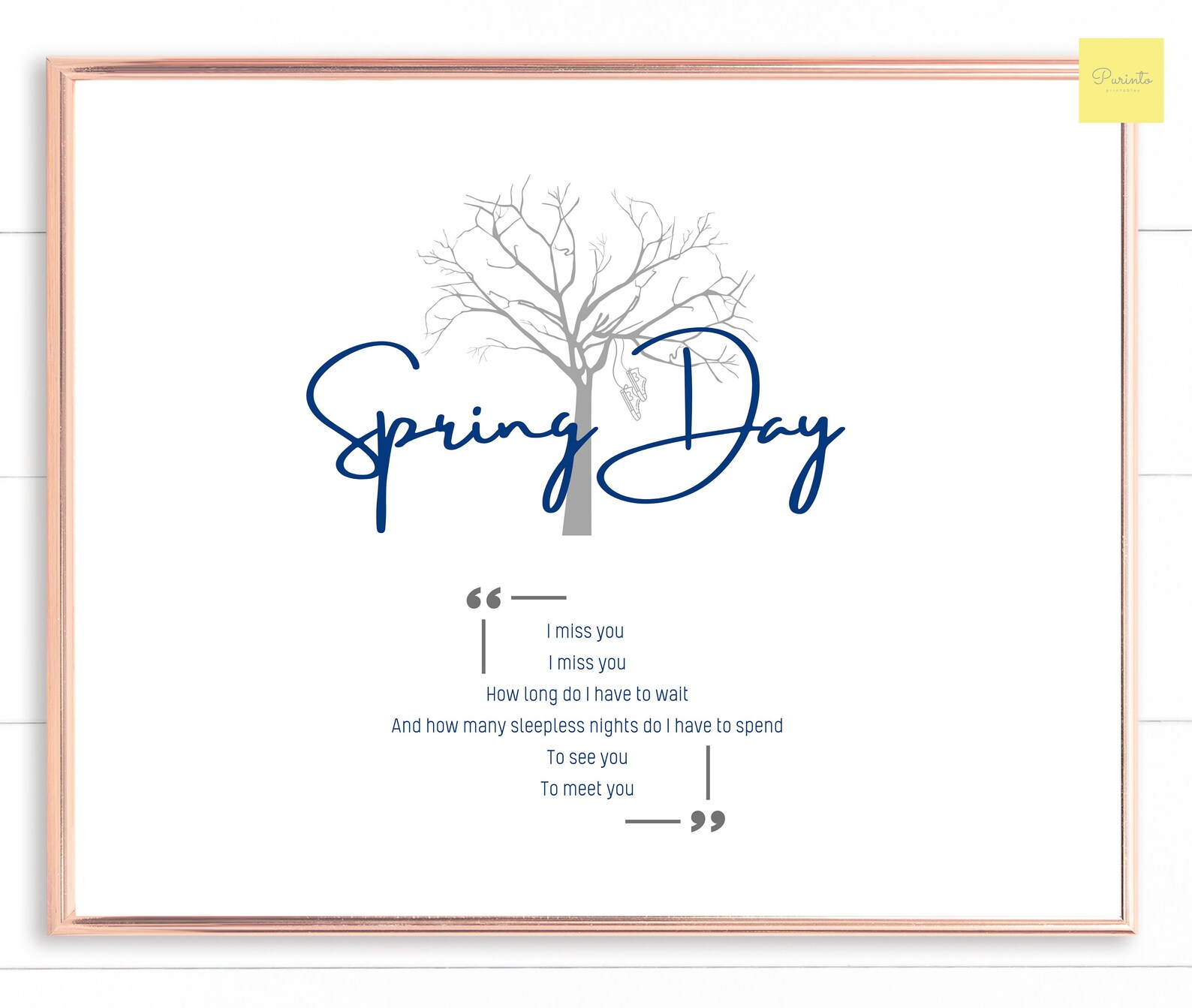 BTS Spring Day lyrics English printable wall art Kpop | Etsy