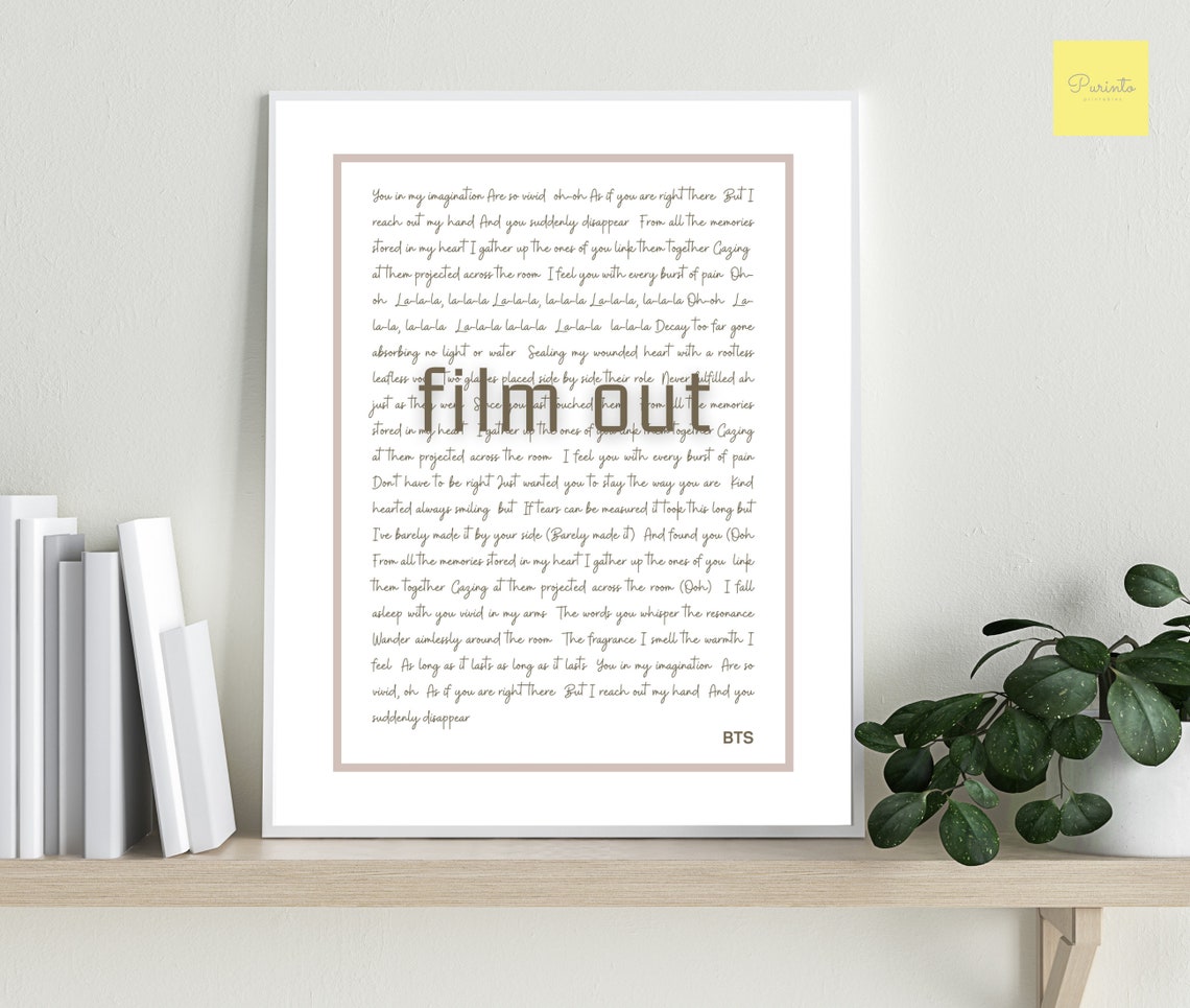 BTS Film Out lyrics English printable wall art Kpop BTS Etsy