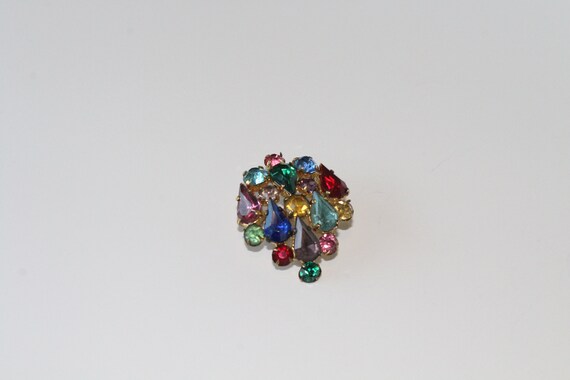 Vintage Jeweled Brooch, Colorful Pin, 1950's Anti… - image 3