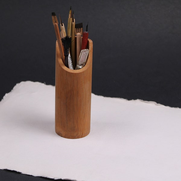Bamboo Pencil Holder Etsy