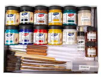 Karin Marbling Art Set: Traditional Ebru Kit with Paints & Brushes - 25×35 cm Set