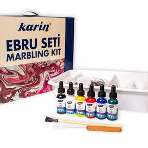 Kit para principiantes de arte marmoleado turco: Set de pintura Ebru con todo lo necesario
