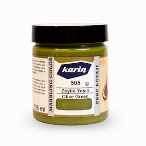 Karin Marbling Paint | Olive Green Color 105 ml |  Traditional Water Ebru Art  Paint| Produced From High Quality Pigments | 505