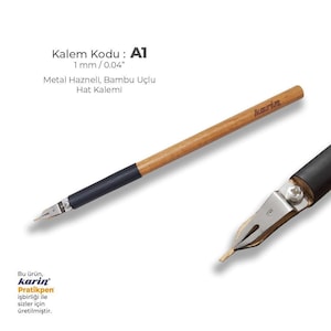 Bamboo Calligraphy Pen with Metal Reservoir | A1–A6 Nib Sizes | Arabic Islamic Qalam