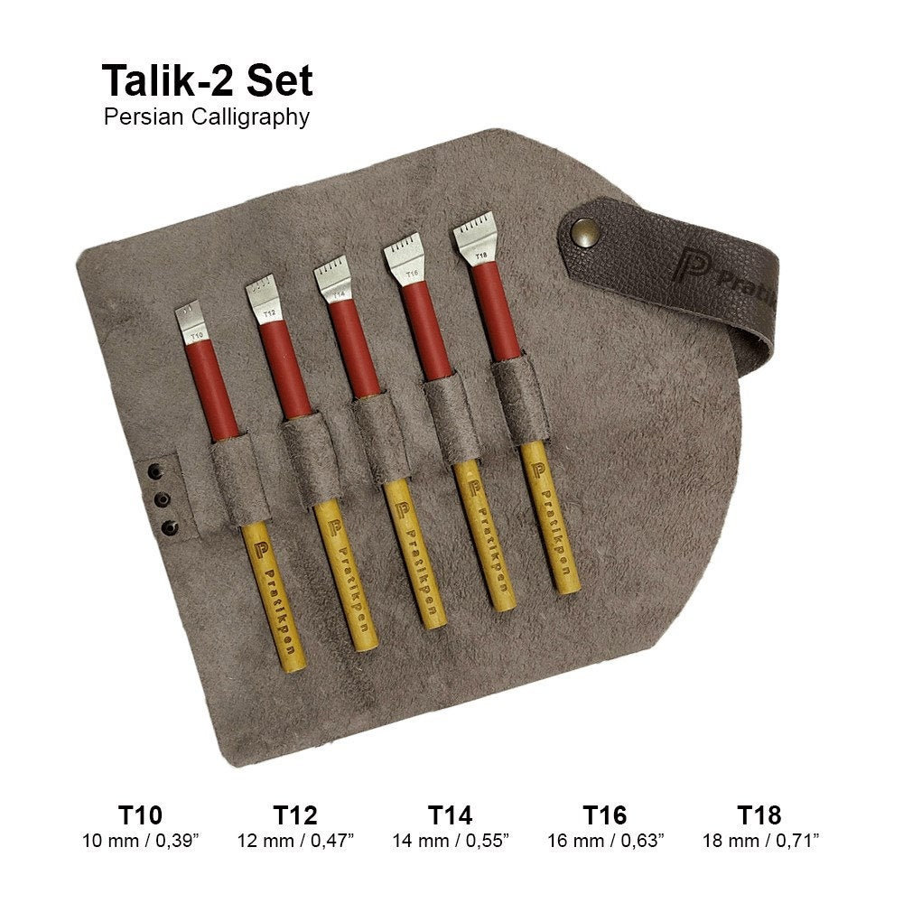 Practical Pen Arabic Calligraphy Talik-2 Set Stainless Steel Nibs & Gift Leather Pen Case
