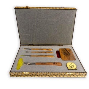 Karin Agaat Mühre set 5 stuks met doos | Papier polijsten | Sluitgereedschap detaillering gladmakend randje | Juweliersgereedschap voor goud- en zilverfolie