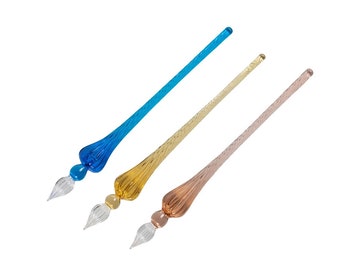 Hand Blown Glass Dipping Pen: J. Herbin Flat Handle