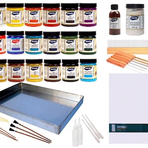 Premium Turkish Ebru Marbling Kit – 35×50 cm Tray, 12/15/18 Color Options, 100 Papers, Brushes & Traditional Tools for Artists