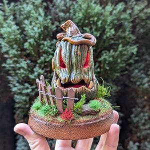 Spooky pumpkin figurine, creepy glowing pumpkin LAMP, unique handmade Halloween decoration