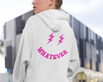 Whatever Hoodie - Whatever Sweatshirt - Preppy Clothing - Aesthetic Clothes - Trendy Hoodie - Pink Lightning Bolt - VSCO Girl