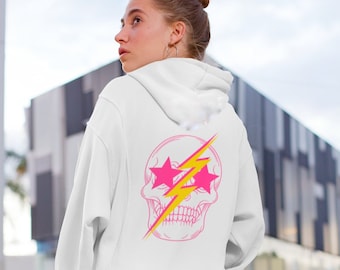 Preppy Skull Sweatshirt - Pink Preppy Hoodie - Preppy Clothing - Aesthetic Clothes - Trendy Hoodie - Lightning Bolt Sweatshirt - VSCO Girl