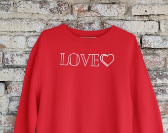 Valentines Day Sweatshirt Holiday Clothing for Women - Hearts Red Aesthetic Clothes & Trendy Crewneck - Love You Gifts for Her Trending Now