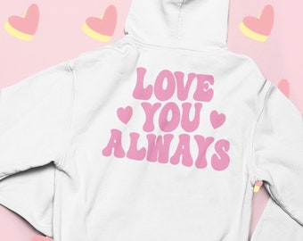 Valentines Day Hoodie Holiday Clothing Women- Pink Hearts Aesthetic Clothes & Trendy Crewneck - Eco Friendly VSCO Gifts for Her