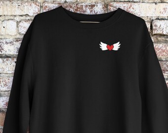 Valentines Day Sweatshirt Angel Wings - Heart Aesthetic Clothes & Trendy Crewneck - Red Holiday Gifts for Her Trending Now