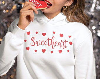 Sweetheart Valentines Day Hoodie - Love Hearts Aesthetic Clothes & Trendy Crewneck - Red VSCO Gifts for Her Trending Now