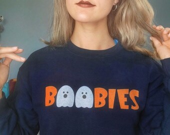 Boobies Halloween Sweatshirt | Ghost Sweater | Halloween Gift | Women's Halloween Apparel