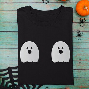 Ghost Boobies Halloween Shirt - Spooky Season Unisex Fall Apparel Booby Shirt - Ghost Shirt and Fall Clothes Women