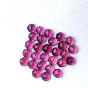 3x3mm/4x4mm/5x5mm/6x6mm Natural Pink Tourmaline Round Rose Cut Flat Back Loose Cabochon Gemstone For Jewelry