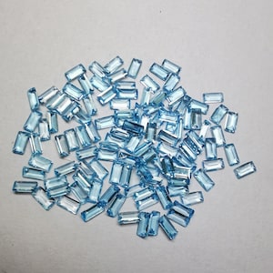 100% Natural Sky Blue Topaz 2x4mm -  2.5x5mm - 3x6mm - 4x8mm Baguette Cut Faceted Loose Gemstone For Jewelry