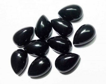Cabujón de ónix negro natural de calidad AAA, forma de pera, con parte posterior plana, de 3 x 5 mm/4 x 6 mm/5 x 7 mm/5 x 8 mm/6 x 9 mm/7 x 10 mm. Piedra preciosa para joyería.