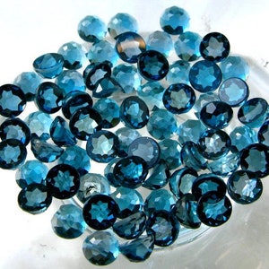 4x4mm/5x5mm/ Natural London Blue Topaz Round Rose Cut Flat Back Cabochon loose Gemstone For Jewelry