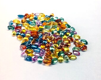 3 x 4 mm/3 x 5 mm/4 x 6 mm AAA-kvalitet Naturlig Multi Safir ovalslipad fasetterad lös ädelsten för smycken