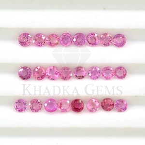 2 x 2 mm/2,1 mm/2,2 mm/2,3 mm/2,4 mm/2,5 mm di zaffiro rosa naturale di qualità AAA, taglio rotondo, sfaccettato, sciolto per gioielli