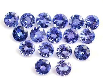Pietra preziosa sfaccettata rotonda di tanzanite blu naturale di qualità AA da 3 x 3 mm/4 x 4 mm/5 x 5 mm per gioielli