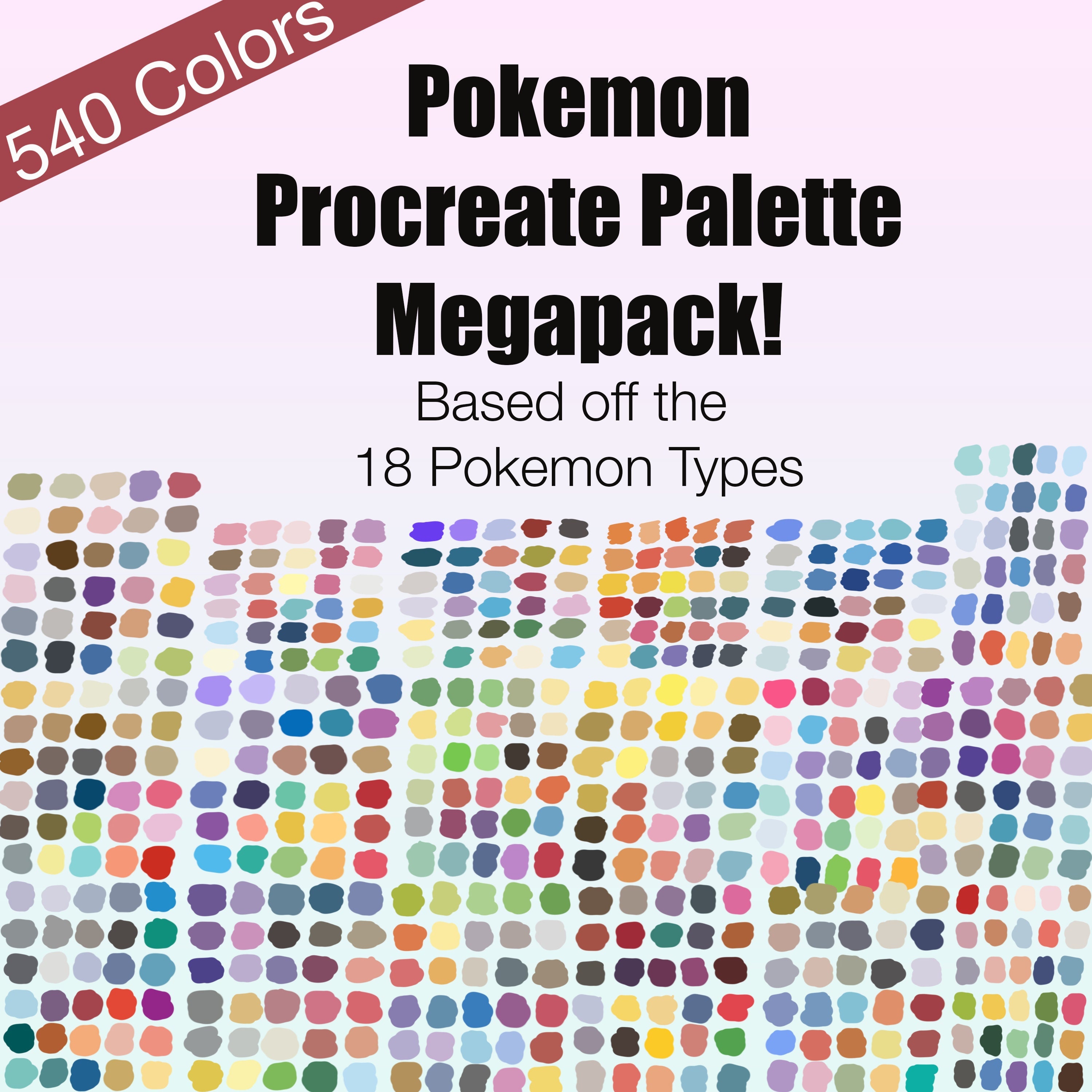 Pokemon Typ Colors Procreate Megapack, Pokemon inspirierte Paletten ...