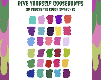 90s Goosebumps Procreate Palette, 30 Color Swatches, Spooky, 90s Slime, Horror, Vintage Goosebumps