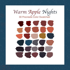 Warm Apple Nights Procreate Palette, 30 Fall Color Swatches