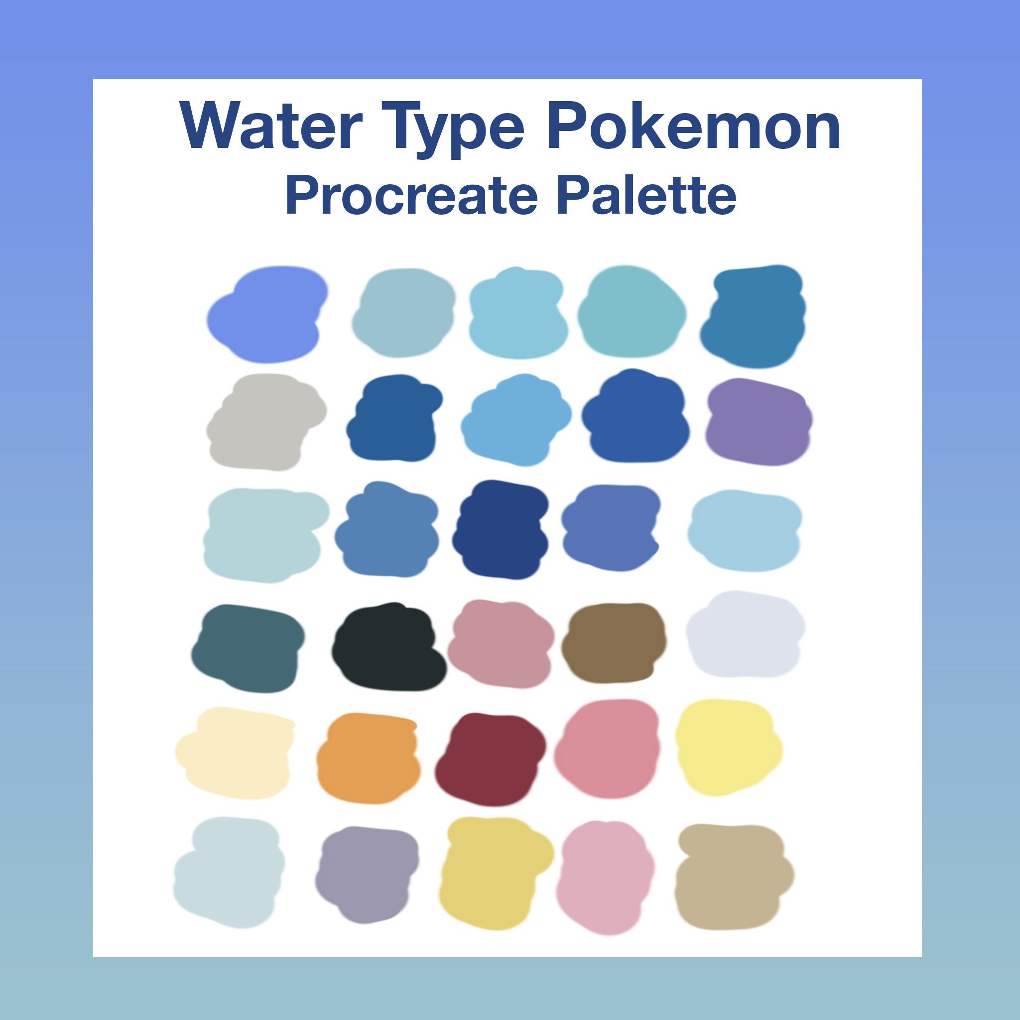 Water Type Pokemon Procreate Palette Pokemon Inspired - Etsy