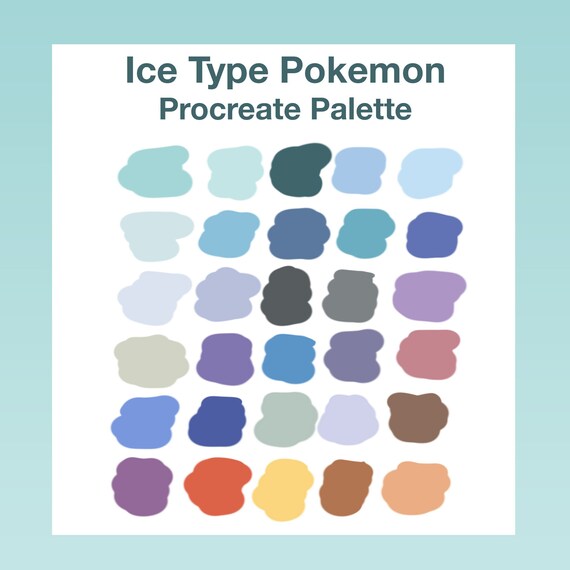 Ice Type Pokemon Procreate Palette Pokemon Inspired Swatches Etsy