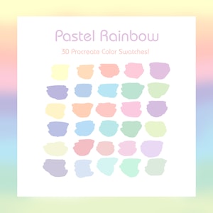 Pastel Rainbow Procreate Palette, 30 Procreate Color Swatches, Pastel Goth, Kawaii