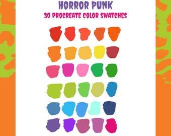 Horror Punk Procreate Palette, 30 Farbswatches, Psychobilly, Spooky